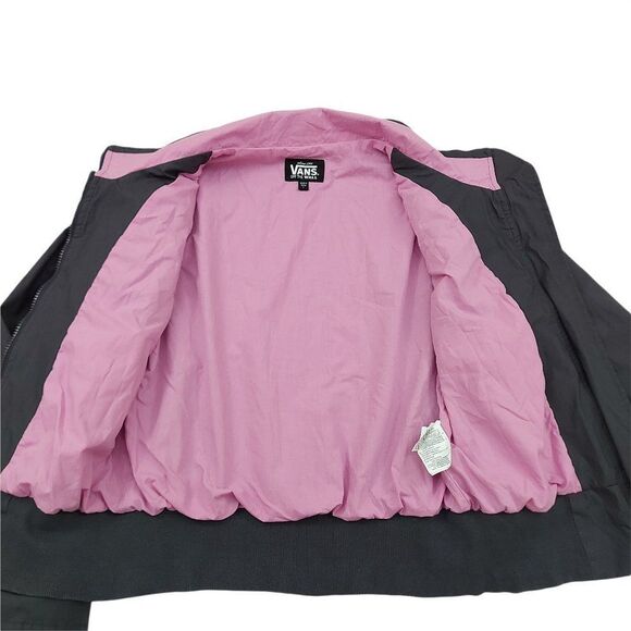 Vans Bomber Girls Jacket Youth Size Large Gray Full Zip Long Sleeve Thumbhole - Picture 2 of 11